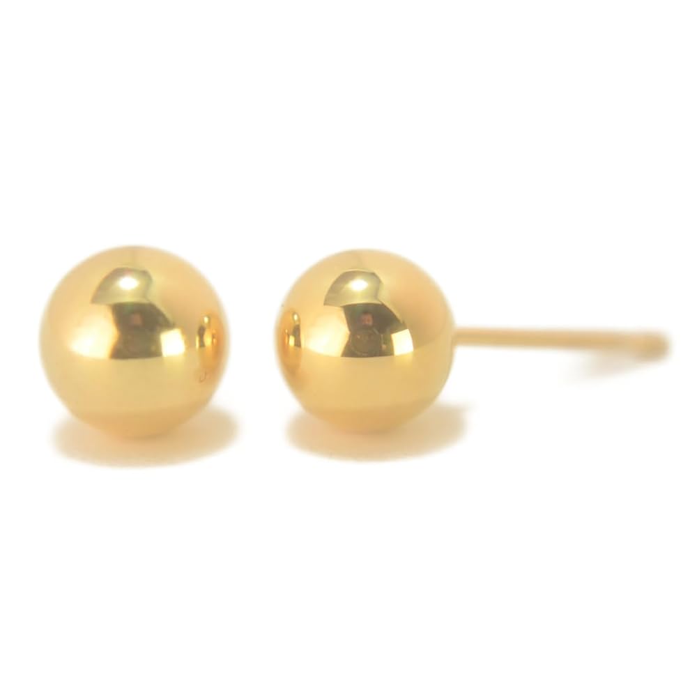 Amazon | 【18金ピアス】丸玉ピアス 6mm イエローゴールド